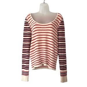 Madewell Sweater Scoop Neck Red/ Navy Stripes Women Size Large